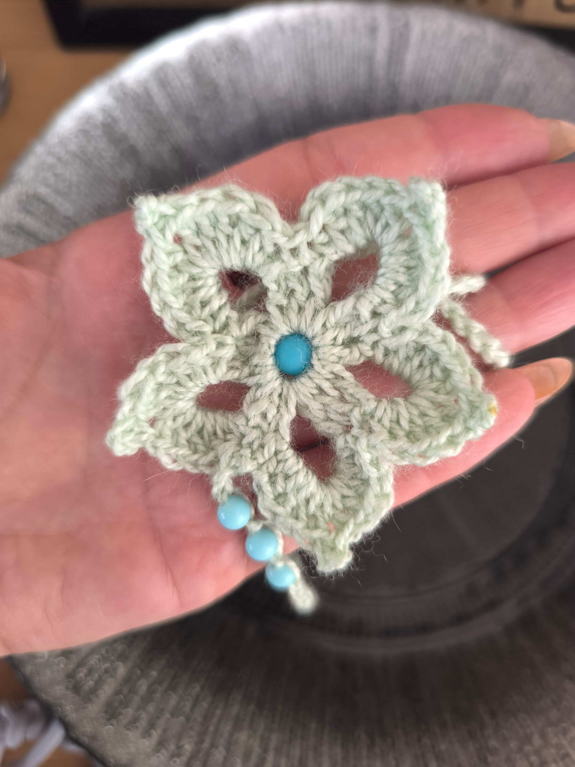 Collier Fleur au Crochet "Aqua Bloom" | Fait Main & Perle Turquoise