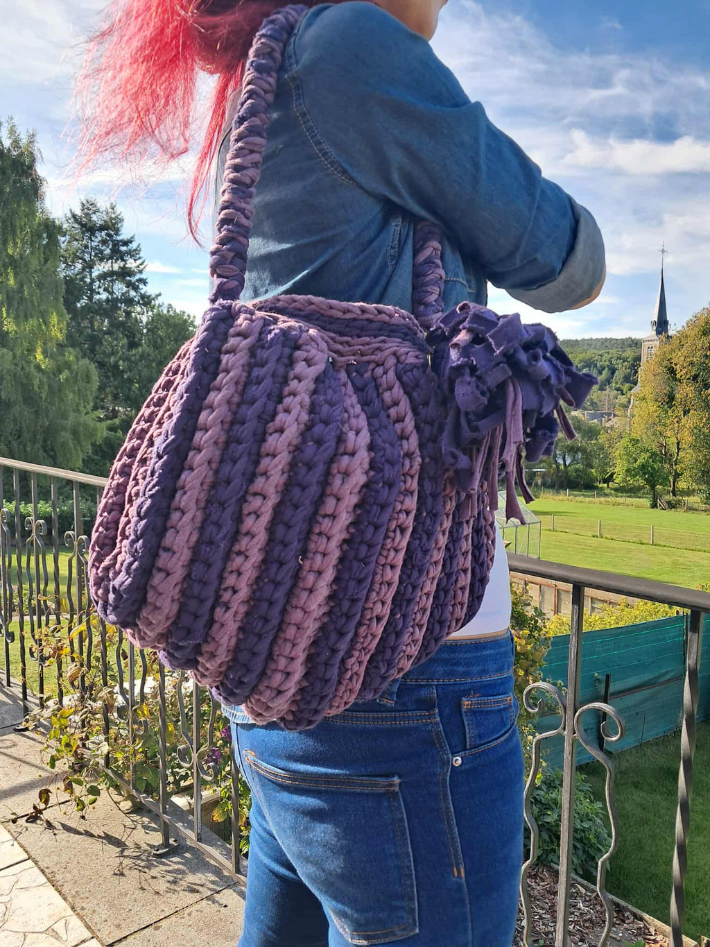 Grand Sac Hobobag "Gipsy Chic" | Crochet Fait Main Violet & Lavande